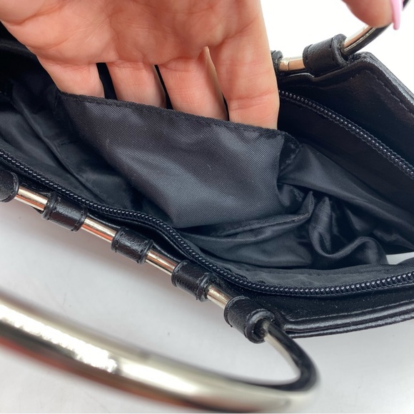 WHBM Black Faux Leather Zipper Handbag - Picture 7 of 11